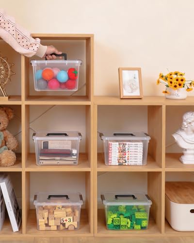 Citylife 6 Packs 6 QT Plastic Storage Bins with Latching Lids Clear Storage Box with handle Stackable Storage Containers for Organizing Snacks, Crafts, Toys, Tools - size: 6 Packs (10.31"L x 8.42" W x 6.1"H)
