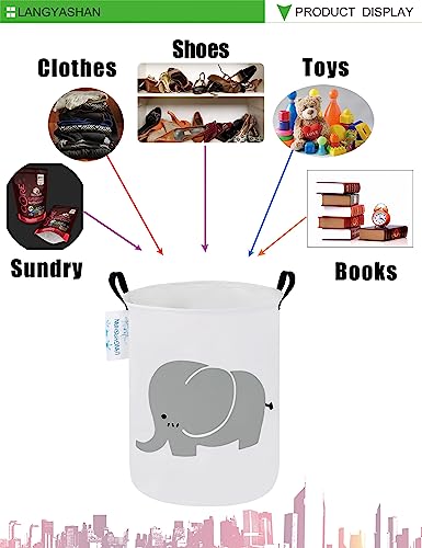 LANGYASHAN Laundry Basket Canvas Fabric Collapsible Organizer Basket for Storage Bin Toy Bins Gift Baskets Bedroom Clothes Children Nursery Hamper (Elephant) - color: Elephant