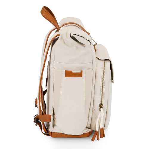 PICNIC TIME Carmel Roll Top Backpack Cooler, Canvas Insulated Cooler Backpack Bag for Lunch and Hiking, Portable Beach Cooler Bag, Picnic Bag