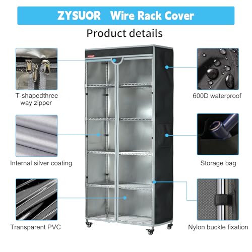 Waterproof & Dustproof Shelf Cover for Wire Rack, Transparent Front Panel for Easy Viewing, Sunscreen Protection, Fits 48" L x 18" D x 72" H (Cover Only) - size: 48"Wx18"Dx72"H