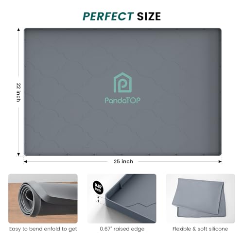Under Sink Mat, 25" x 22" Silicone Kitchen Cabinet Tray, Waterproof & Flexible Under Sink Liner for Kitchen Bathroom and Laundry Room - size: 22"W x 25"L