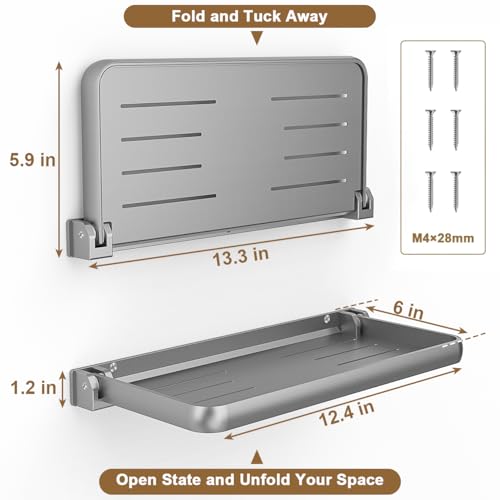 Safoner RV Aluminum Fold-Down Wall Shelf - The Essential Camper Accessory for Interior Organization | Space-Efficient Versatile Floating Storage- 2 Packs