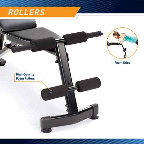 Marcy Multi-Purpose Adjustable Workout Utility Weight Bench for Full Body Upright, Incline, Decline, and Flat Exercise SB-228 , 42.00 x 26.00 x 48.00 inches, Black