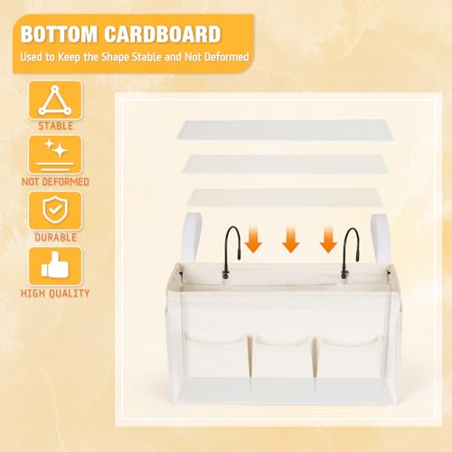 Lilithye Bedside Caddy Organizer with Fixed Straps and Water Bottle Holder for Home, College Dorm, Hospital, Crib and Bunk Bed (2pcs White) - color: 2pcs White