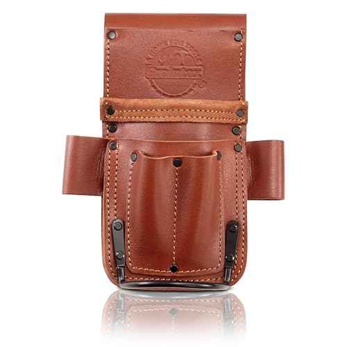 Graintex Ambassador Series 5 Pocket Multi Tool Holder, Top Grain Leather, Small Leather Pouch, Hammer Holder, Multipurpose Tool Belts for Men and Women, Ideal for Carpenters, Framers, Contractors