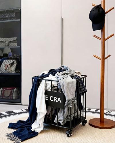 Iron Laundry Hamper with Wheels | Durable Metal Clothes Basket | Easy Mobility | 19.69 x 11.81 x 23.62 Inches | Pack of 2