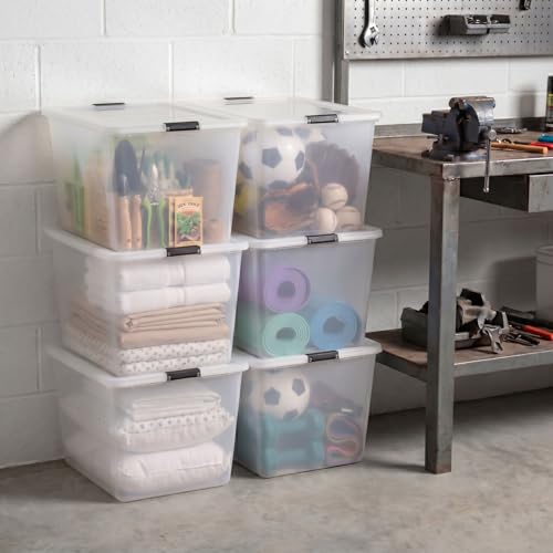 IRIS USA 6-Pack High-Capacity Clip Box with Latching Lids, 55 Quart Storage Bins, Supply Containers for Home, Office & Classroom Organization - size: 55 Qt, style: 6 Pack