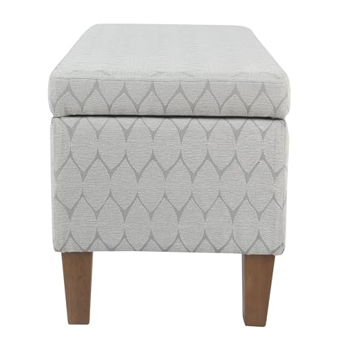 Kinfine K6384Np-F2244 Geometric Patterned Fabric Upholstered Wooden Bench with Hinged Storage, Large, Gray and Brown - color: Gray and Brown