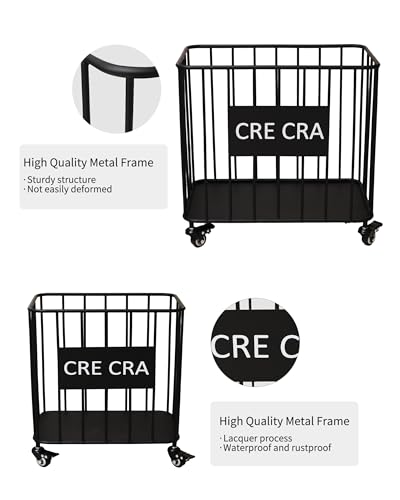 Iron Laundry Hamper with Wheels | Durable Metal Clothes Basket | Easy Mobility | 19.69 x 11.81 x 23.62 Inches | Pack of 2