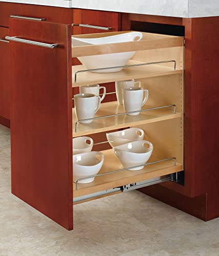 Rev-A-Shelf 14" Pullout Kitchen Cabinet Storage Organizer Slide Out Pantry Spice Rack with Adjustable Shelves for 14.5" W Cabinet Opening, 448-BC-14C - size: 14"W"