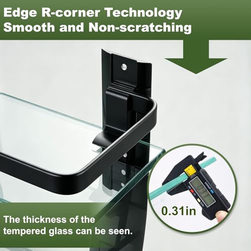 AIJALY 3 Pack Bathroom Glass Shelf,Aluminum Tempered Glass 0.3in Extra Thick Rectangular 1 Tier Storage Organizer Wall Mount,Black 15.7in - color: Black 3 Pack