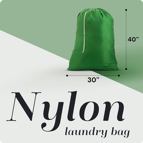 Nylon XL Laundry Bag - Locking Drawstring Closure, Machine Washable, These Large Bags Will Fit a Laundry Basket and Strong Enough to Carry up to Two Loads of Clothes (Green | 30" x 40") - color: Green, size: 30" x 40"