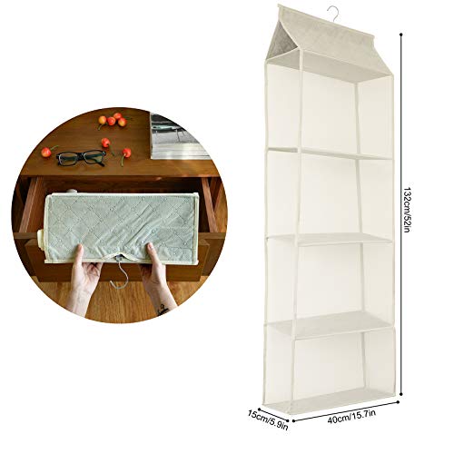 Closet Handbag Purse Holder, Space Saving Hanging Handbag Storage Tote Bag Organizer Holder with 4 Large Heavy-Duty Mesh Shelves for Wardrobe Closet(Pack of 2 Beige) - color: Pack of 2 Beige