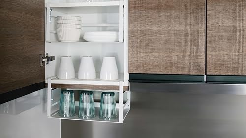 Nxconsu 2 Pack Under Shelf Storage Organizer, Adjustable Knob-Lock Hanging Basket for Kitchen Cabinet Pantry Cupboard Desk, Heavy Duty Metal, 30LB, White, Medium(13.38" W×9.84" D, Interior H 4.88") - size: Medium – 13.4" W