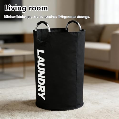 A large 90 liter laundry basket that can be folded for easy carrying. Suitable for bathrooms, laundry rooms, and travel (black) - color: black