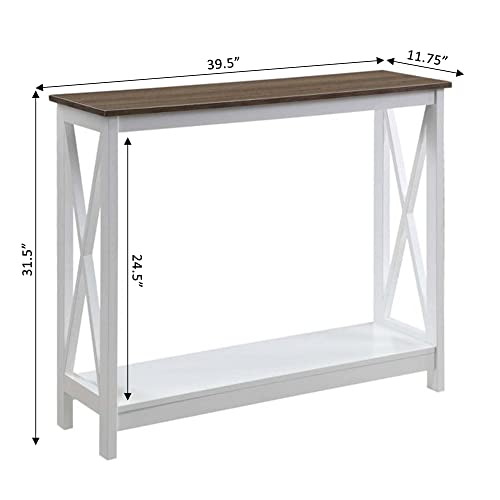Convenience Concepts Oxford Console Table 39.5" - Sofa Table with Storage Shelf, Transitional Entryway Hall Table for Living Room and Bedroom, Display Foyer Table, Driftwood/White - color: Driftwood/White