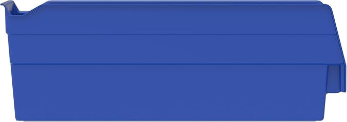 Akro-Mils 30110 Plastic Shelf Bins, Heavy Duty Storage Bins for Garage, Closet, and Drawer Organization, 12-Inch x 3-Inch x 4-Inch, Blue, 24-Pack