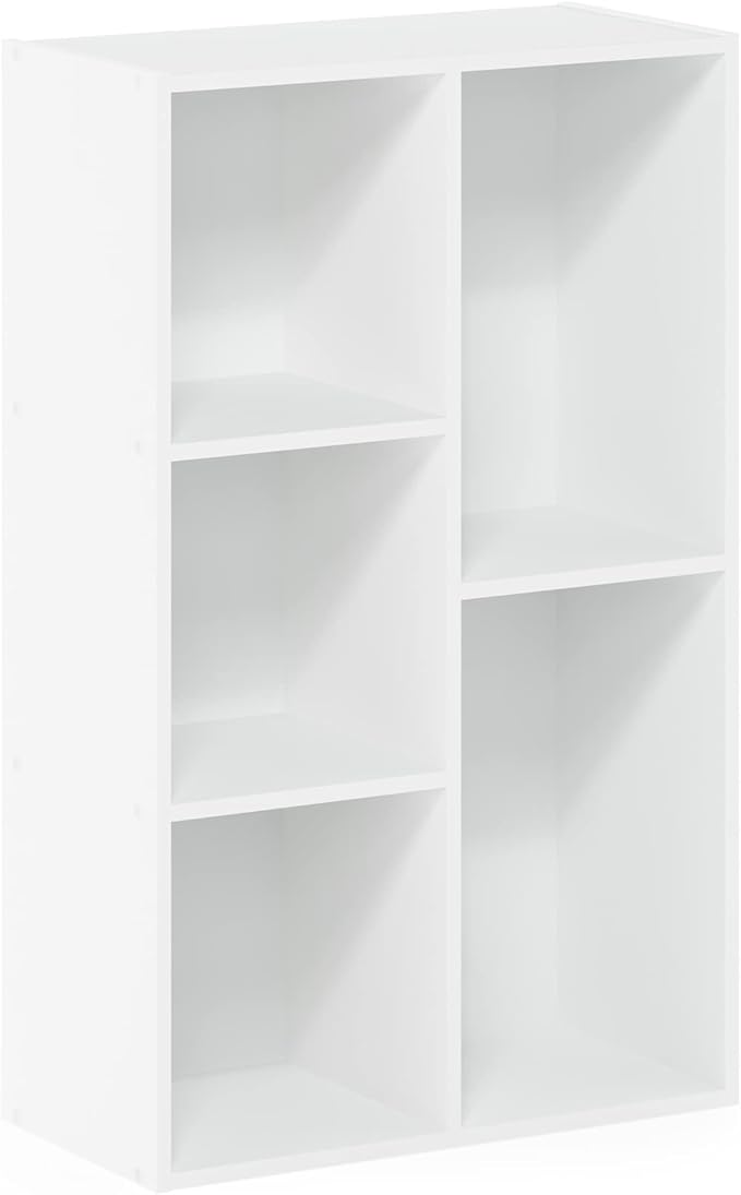 Furinno Luder 5-Cube No Tool Assembly Open Shelf, White