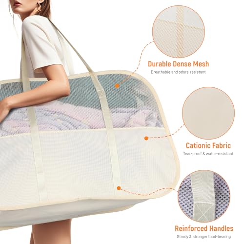 Collapsible Laundry Baskets with Easy Carry Handles, 95L Clothes Hamper for Storage, Foldable Laundry Basket Tear-proof, Large Pop Up Hampers for Laundry, Bedroom, Bathroom, Dorm Beige - style: Beige