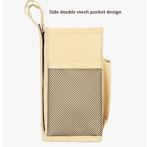 Bedside Storage Organizer Bag Phone Book Magazine Holder Pockets Hanging Storage Bag Sofa Side Pouch Bag(Pink) - color: Pink
