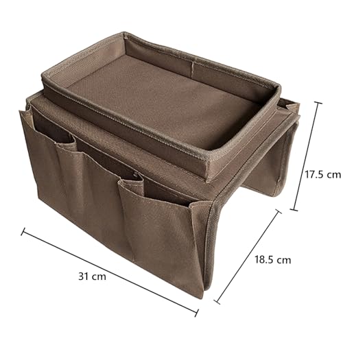 Sofa Armchair Caddy with Cup Holder Non-Slip Armrest Tray 4 Pockets Remote Control Holder Sofa Armrest Storage Organizer for Recliner Couch Armrest Side Pocket Storage for Magazine Tablet Phone