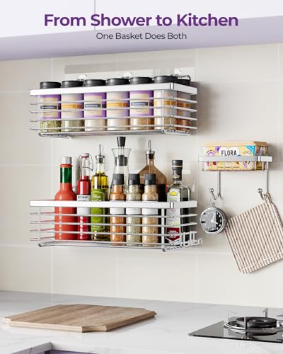 ODesign Shower Caddy 3 Pack SUS304 Stainless Steel-No Drilling-Shower Bathroom Shelves Rack,Rustproof Wall Mounted,Adhesive Shower Shelf Basket Organizer-Silver - color: Silver