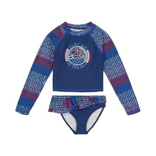 Nautica Girls' Two-Piece Rashguard Swimsuit Set, UPF 50+ Sun Protection, Quick-Dry Bathing Suit