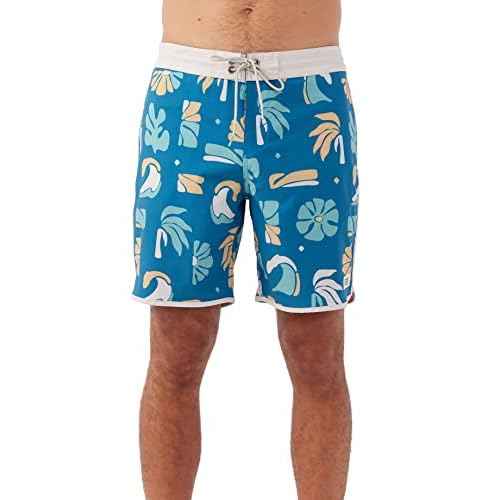 O'NEILL Men's 18 Inch Tropical Print Boardshorts - Quick Dry Swim Trunks for Men with Fabric and Pockets