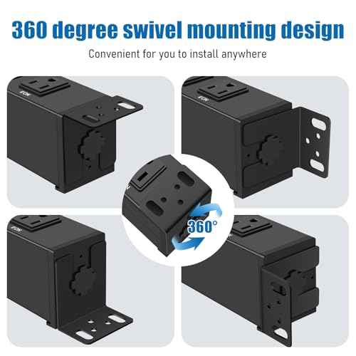 HHSOET 1U Rack Mount Surge Protection, 8 Outlet PDU Power Strip, Metal Mountable Outlet Strip with Switch, 10ft Power Cord.