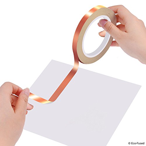 Adhesive Copper Foil Tape - Double-Sided Conductive - 0.25 inch (6.3 mm) - EMI and RF Shielding, Paper Circuits, Electrical Repairs, Grounding, Arts and Crafts, Home Interior (0.5 inch (12.7 mm))