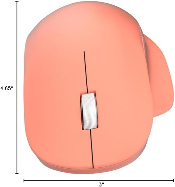 Microsoft Bluetooth Ergonomic Mouse - Peach - with comfortable Ergonomic design, thumb rest, up to 15months battery life. Works with Bluetooth enabled PCs/Laptops Windows/Mac/Chrome computers