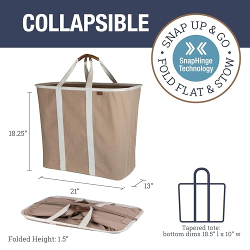 CleverMade Collapsible Laundry Caddy – Foldable Laundry Hamper & Tote, XXL 64L Pop-Up Laundry Basket with Handles, Space-Saving Laundry Organizer for Home, Dorm, Closet & Travel, 2 Pack - LUXE Mocha - color: LUXE Mocha