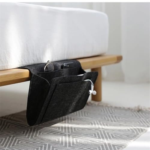 1PC Felt Hanging Storage Organizer Bag 6-Pocket Wall Mounted Holder for Remote Control Phone Tissue Bedside Sofa Caddy, Black - color: Black