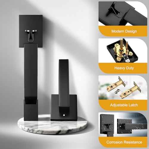 Probrico Matte Black Front Door Handleset,Modern Entry Door Handle with Reversible Lever,Square Passage Door Handle with No Lock