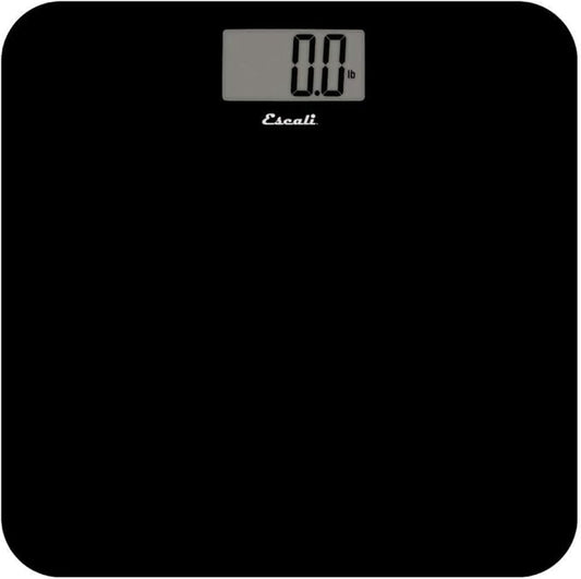 Escali Digital Glass Bath Scale for Body Weight, Bathroom Body Scale, High Capacity of 400 lb, Battery Included, Slim Black