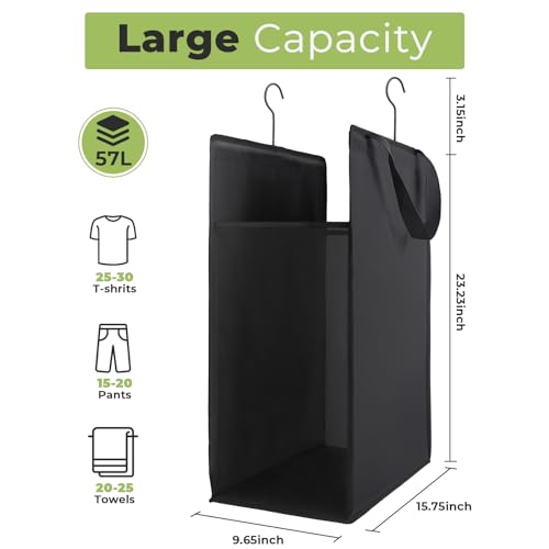 FENTEC Fentec Hanging Laundry Hamper, Hanging Laundry Basket, Slim Laundry Hamper Bag with Handles, Portable Hanging Closet Hamper, Mesh Heavy Duty Hanging Laundry Bag (Black,2 Pack) - color: Black, size: 2 Pack-One section