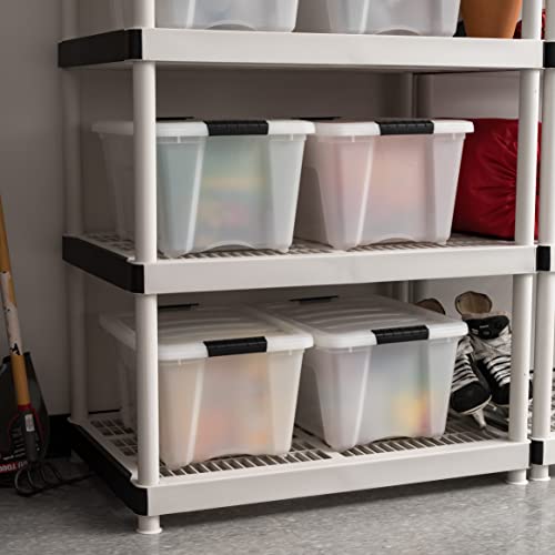 IRIS USA 32 Qt Stackable Plastic Storage Bins with Lids, 4 Pack - BPA-Free, Made in USA - Discreet Organizing Solution, Latches, Durable Nestable Containers, Secure Pull Handle - Pearl - size: 32 Qt, style: 4 Pack