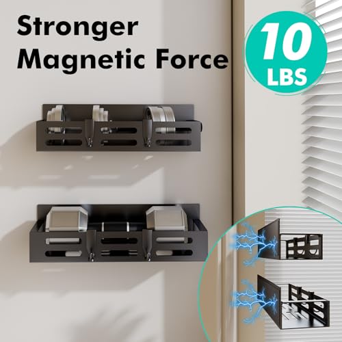 SETBAOO 6 Pack Magnetic Spice Rack for Refrigerator Set, Black Magnetic Shelf and Fridge Kitchen Cabinet Organizers Storage Seasoning Organization Mini Shelves. - size: 6 Pack Black-C