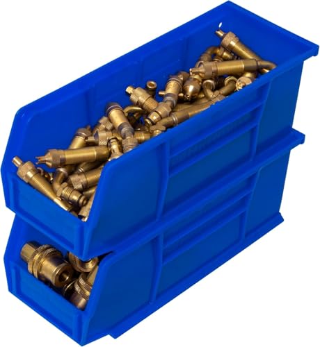 Akro-Mils 30224 AkroBins Plastic Storage Bins, Space-Saving Stackable Bins for Garage, Pantry, Craft Organization, 11" L x 4" W x 4" H, Blue, 12-Pack - color: Blue