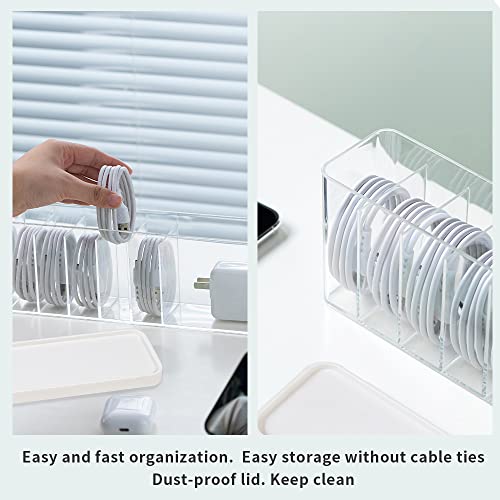 Charger Cable Cord Storage Organizer Box - 3 Pack With Lid - Easy Storage Without Cable Ties - style: Stackable,minimalist