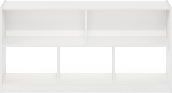 Furinno DALY Book Shelf, 5-Cube Bookshelf, Horizontal Cube Storage Organizer Bookcasde, 10.9 x 47.2 x 23.6, for Living Room, Bedroom, Home Office, White