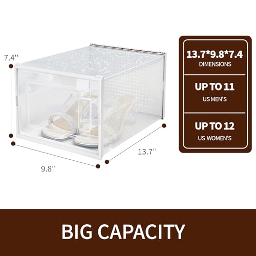 Shoe Storage Boxes, Stack Without Toppling Modular storage boxes combine freely for use in closets, under beds, hallways, and entryways. Space-saving. (Transparent, 6 Pack) - color: Transparent, 6 Pack