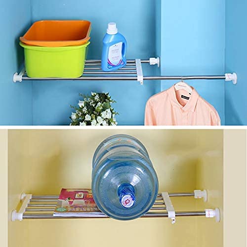 Hershii Expandable Closet Tension Shelf Rod Adjustable Storage Rack Heavy Duty DIY Organizer Divider for Wardrobe Cupboard Kitchen Bathroom - size: 50-80cm/19.68-31.49inches