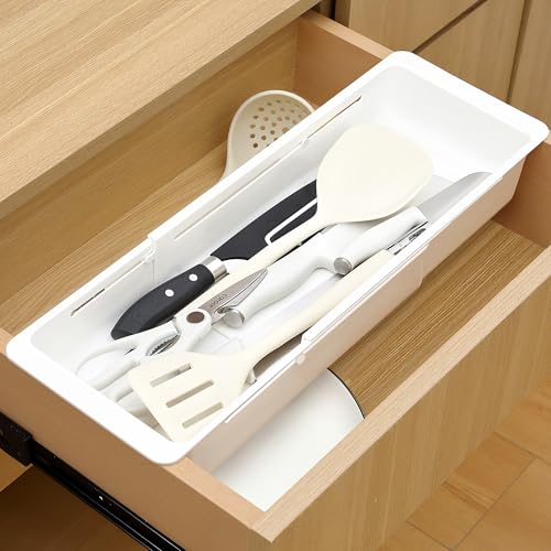 2 Pack Deep Drawer Organizer Bins, Sliding Drawer Organizer Bin Expandable and Adjustable Tray for Kitchen Utensils, BBQ Tools, Towels, Durable Plastic Sliding for Easy Storage(17.4-27.6") - size: 17.4-27.6"