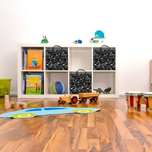 Rectangle Storage Basket with Handles,Collapsible Storage Bin,Books Box,Gift Basket(Black Line Dinosaur) - color: Black Line Dinosaur