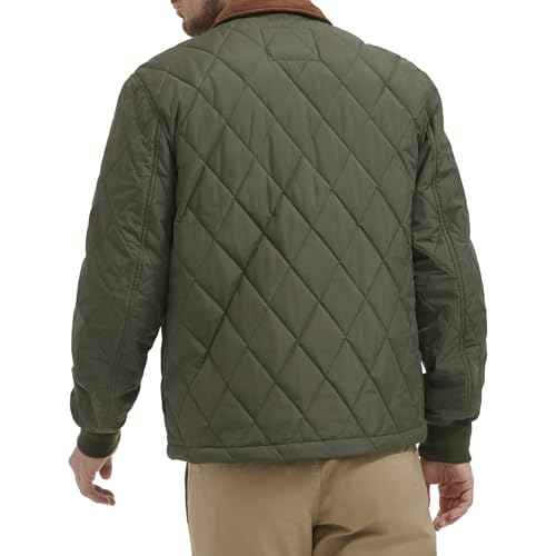 DOCKERS mens Diamond Quilted Jacket With Corduroy Collar