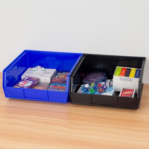 Akro-Mils 30235 AkroBins Plastic Storage Bins, Space-Saving Stackable Bins for Garage, Pantry, Craft Organization, 11" x 11" x 5", Black, 6-Pack - color: Black