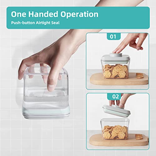 Ankou Airtight Container Set - (380ml 4 Pcs) Stackable One Button Openning Food Containers for Snacks Candy Salt Herbs Spices BPA-Free Tranparent (0.32 QT * 4) - color: 0.32 QT * 4