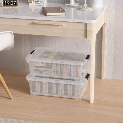 20 Quart Plastic Under Bed Storage Containers, Latching Storage Boxes with Wheels, Clear Under Bed Storage Bins, 4 Pack - size: 20 Quart