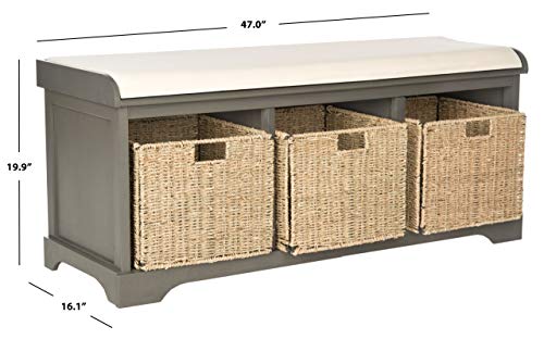 Safavieh American Homes Collection Lonan Grey and White Wicker Storage Bench - color: Grey
